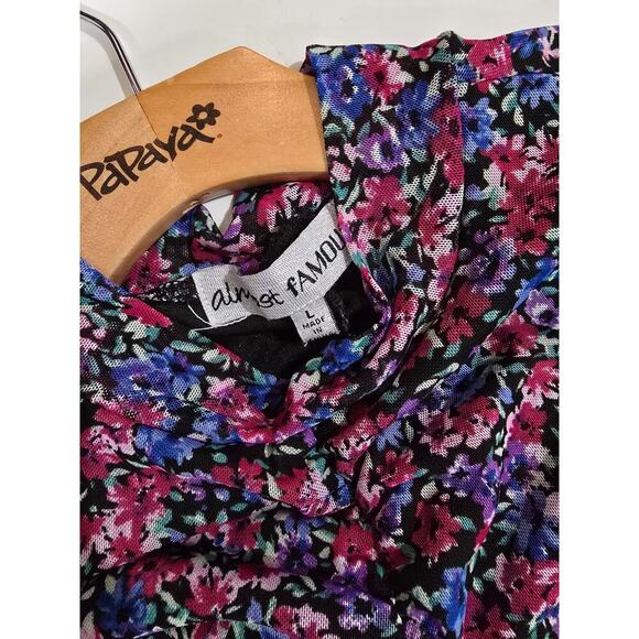 Almost Famous Women’s Multicolor Floral Ruched Long Sleeve Bodycon Dress Large - Picture 6 of 8